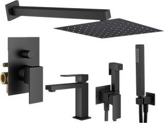 Комплект для ванной Plumberia Selection Tag KITZTG15NO53 С ВНУТРЕННЕЙ ЧАСТЬЮ, черный матовый