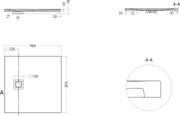 Поддон для душа Salini Oasi 90x90 см, S-Stone, матовый