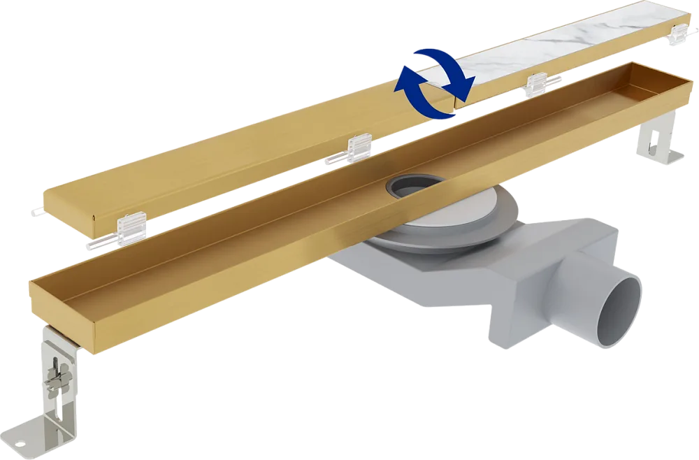 Душевой трап (лоток) Plumberia Selection PSL Linear 100 см, золото брашированное Sancos — официальный сайт