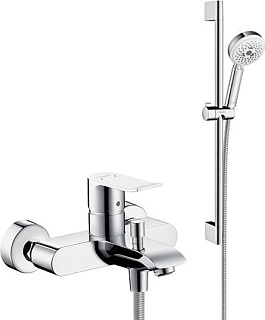 Смеситель для ванны с душем Hansgrohe Metris 31480000, + Душевой гарнитур Hansgrohe Crometta 100 Mul