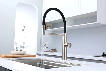 Смеситель для кухни Paulmark Ganymede Ga213199-BS с гибким изливом, брашированная сталь