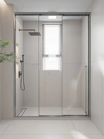 Душевая дверь в нишу Veconi Premium Prato 300 CH-L 120, профиль матовый хром, стекло прозрачное