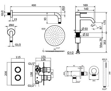 Комплект для ванной Plumberia Selection Ixo KITXOT18QBO53 С ВНУТРЕННЕЙ ЧАСТЬЮ, хром
