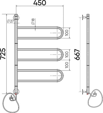 Полотенцесушитель электрический Indigo Veter 3P VTE75-45
