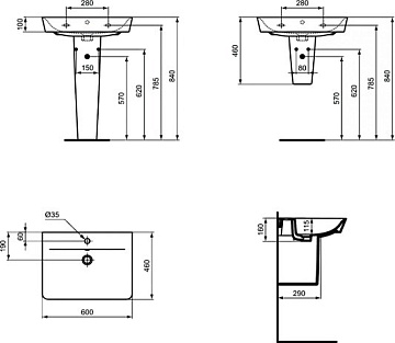 Накладная раковина Ideal Standard Connect Air Cube E074201 60 см