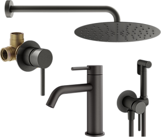 Комплект для ванной Plumberia Selection Ixo KITZXO01GR53 С ВНУТРЕННЕЙ ЧАСТЬЮ, графит матовый