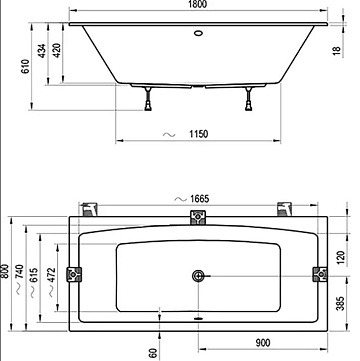 Акриловая ванна Ravak Formy 02 Slim 180x80 см, C891300000