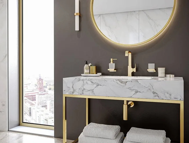 Дозатор Hansgrohe AddStoris 41745990 полированное золото Sancos — Оригинал