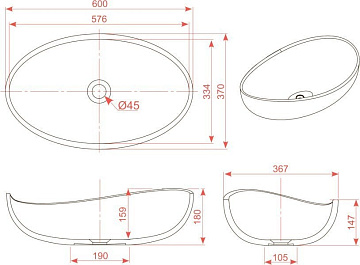 Накладная раковина Montebianco Onda 11020