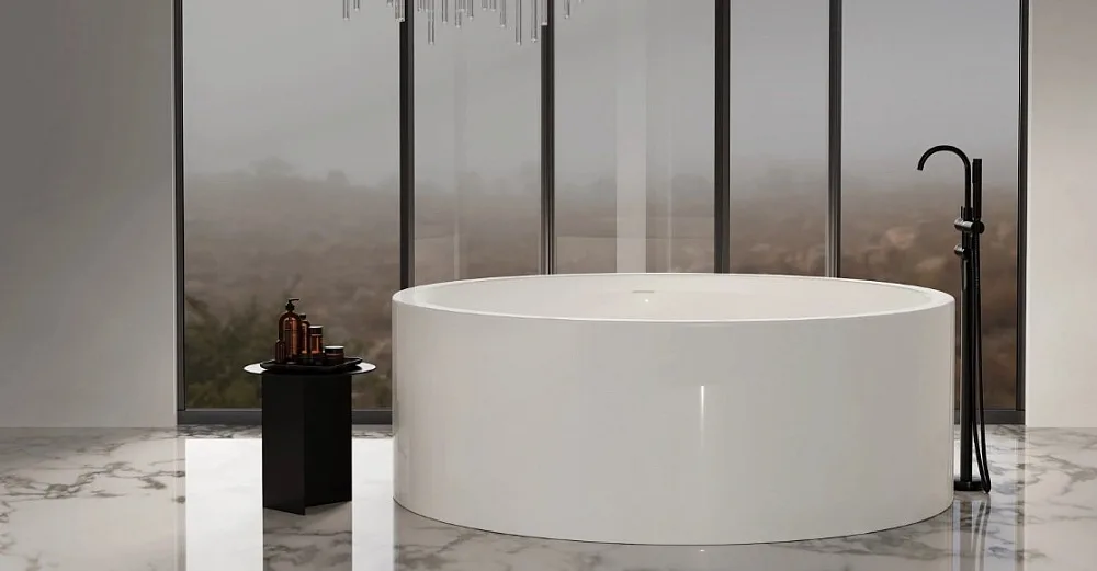 Ванна из искусственного камня Salini Isola S-Sense 200x200 см, отдельностоящая, белая, круглая, с до Sancos — официальный сайт