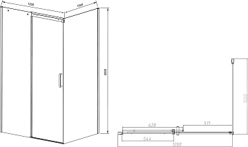 Душевой уголок Vincea Dice VSR-4D1012CLB 120х100 см, профиль черный