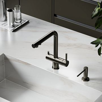 Смеситель для кухни Sancos Foster SC4014GG под фильтр, вороненая сталь