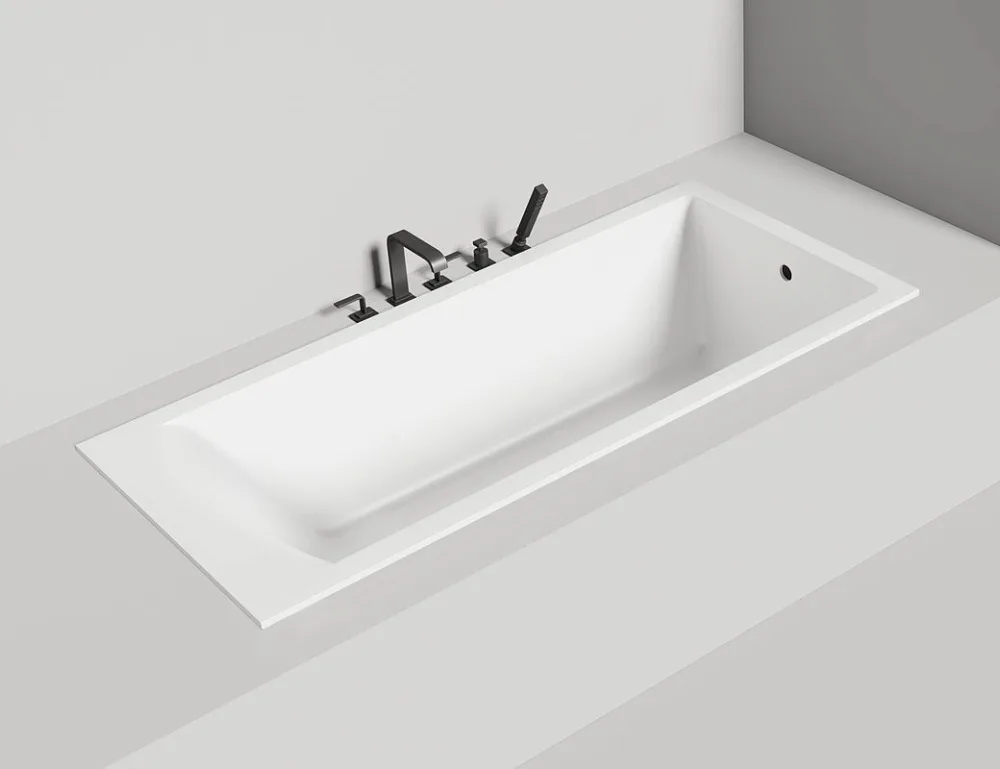 Ванна из искусственного камня Salini Cascata S-Sense 180x80 см, встраиваемая, матовая белая, на ножк Sancos — официальный сайт
