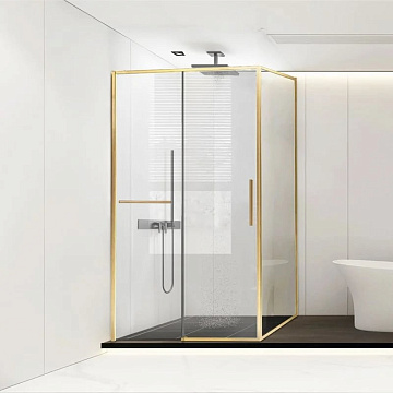 Душевой уголок Vincea Slim Soft VSR-1SS1011CLG 110х100, профиль брашированное золото, стекло прозрач