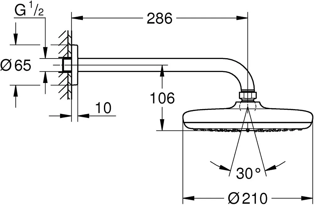 Верхний душ Grohe Tempesta 210 26411000 Sancos — официальный сайт