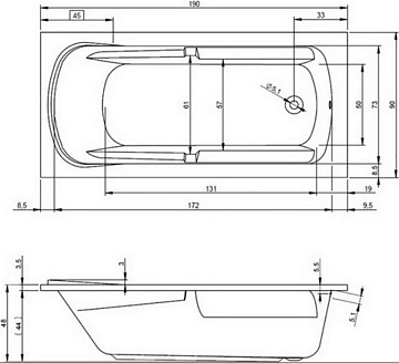 Акриловая ванна Riho Future XL 190x90 см, B075001005