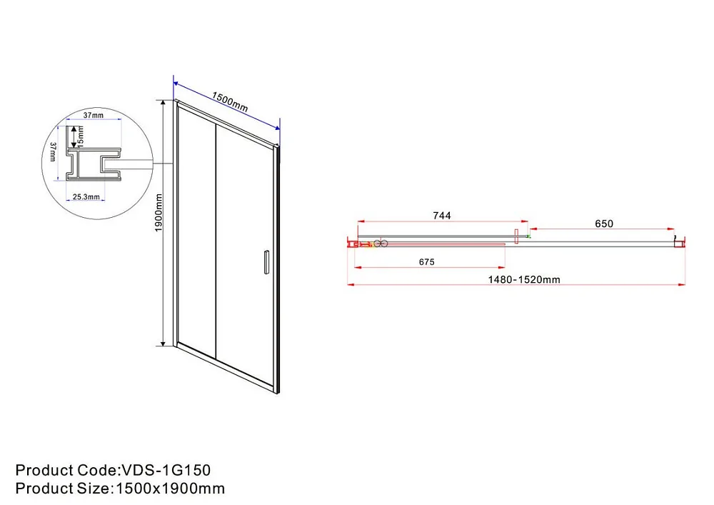 Душевая дверь в нишу Vincea Garda VDS-1G150CLG 150 см, профиль брашированное золото, стекло прозрачн Sancos — официальный сайт