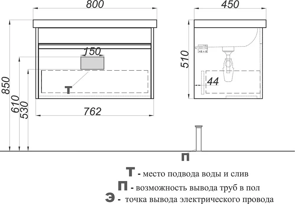 Тумба под раковину без столешницы Aqwella Urban 80, подвесная, белая глянцевая Sancos — официальный сайт