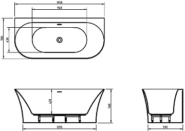 Акриловая ванна BelBagno 155x70 см, BB711-1550-700