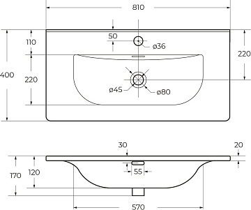 Мебельная раковина BelBagno BB-8099-3-80 глянцевая белая