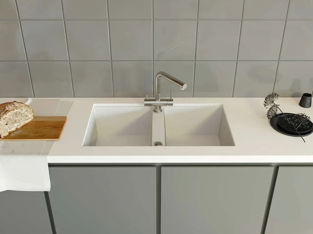 Мойка кухонная Omoikiri Kitagawa 83-2-U-WH белая Sancos — официальный сайт