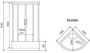 Душевая кабина Timo Eco TE-0700, с высоким поддоном, с сиденьем