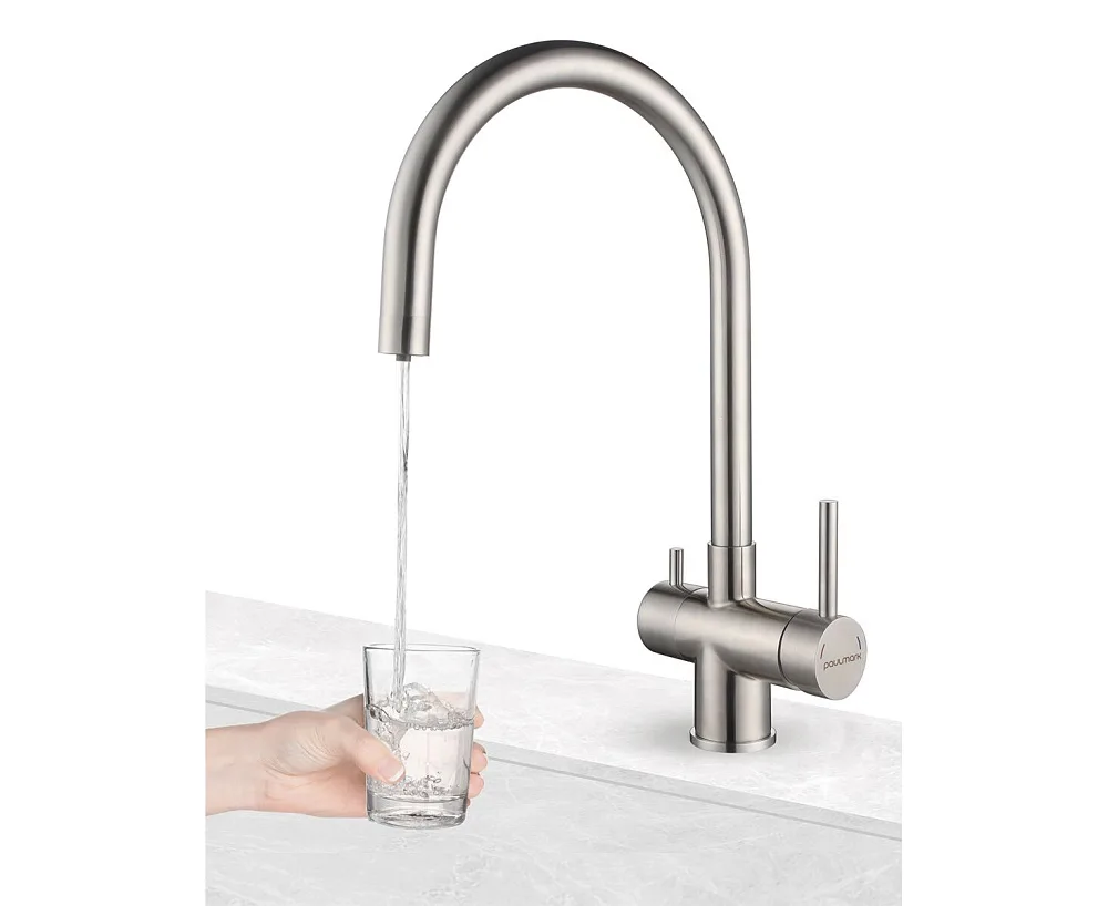 Смеситель для кухни Paulmark Heller He213218-BS брашированная сталь Sancos — официальный сайт