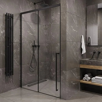 Душевая дверь в нишу Timo TDSS-140/03C-8R 140 см, профиль черный, стекло прозрачное