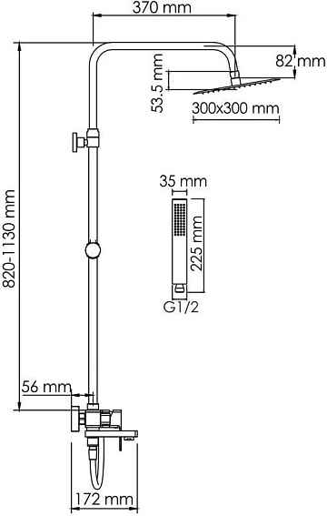 Душевая стойка Wasserkraft Lopau A177.118.103.087.CH, хром