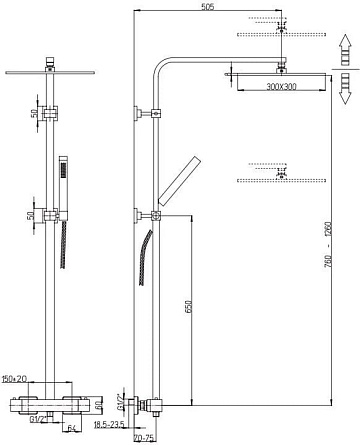 Душевая стойка Paini Dax-R 84CR689THSQ4P1
