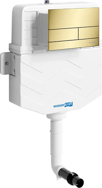 Смывной бачок скрытого монтажа Wasserkraft Aller 10TLT.031.ME.PG04, с кнопкой смыва золото Sancos — Оригинал
