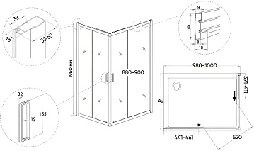 Душевой уголок Veconi Rovigo RV-14 100x90