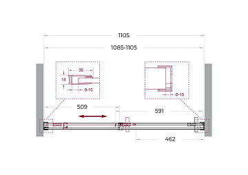 Душевая дверь в нишу BelBagno Soft Close-1 BF-1-110-C-GM профиль оружейная сталь
