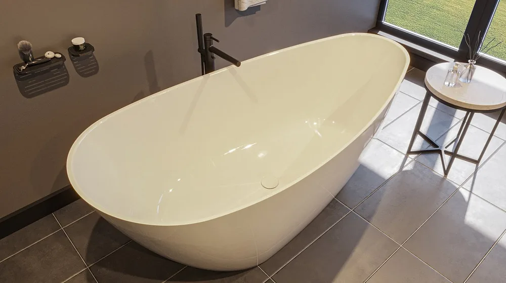 Ванна из искусственного камня WHITECROSS Spinel A 150x70 см, отдельностоящая, белая, овальная, с дон Sancos — официальный сайт