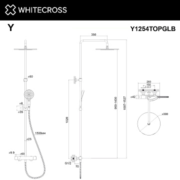 Душевая стойка WHITECROSS Y Y1254TOPGLB, брашированное золото
