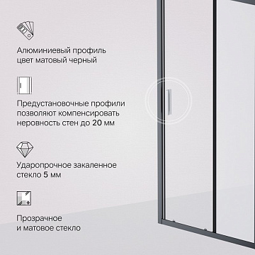 Душевая дверь в нишу AM.PM Gem Solo W90G-100-1-195BM 100 см