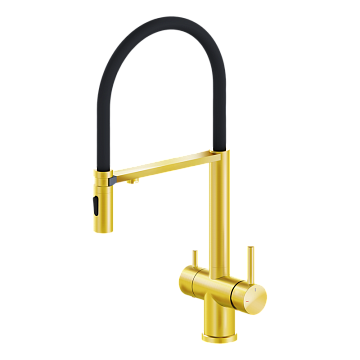 Смеситель для кухни AltroBagno Flusso 050205 Or с гибким изливом, золото