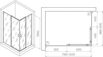 Душевой уголок RGW Passage PA-040 1200x900x1950, профиль хром