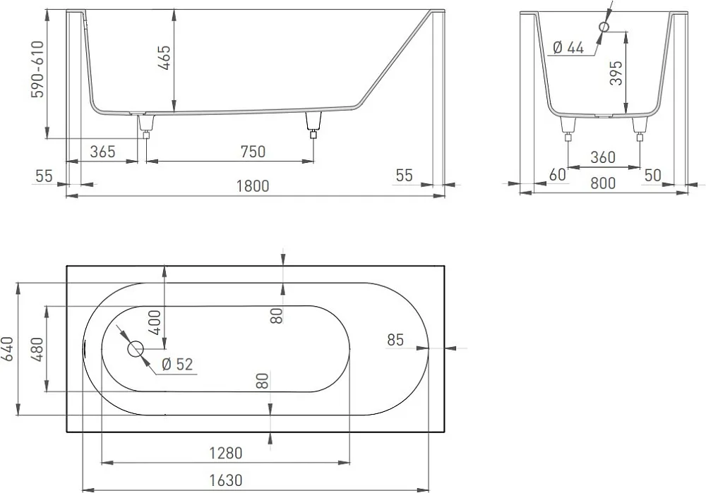 Ванна из искусственного камня Salini Ornella S-Sense 180x80 см, встраиваемая, матовая белая, на ножк Sancos — официальный сайт
