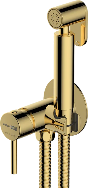 Гигиенический душ Wasserkraft Sauer A70738 со смесителем, С ВНУТРЕННЕЙ ЧАСТЬЮ, глянцевое золото PVD Sancos — Оригинал