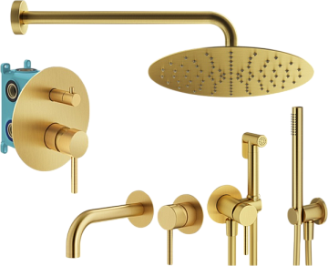 Комплект для ванной Plumberia Selection Ixo KITZXO18OB210 С ВНУТРЕННЕЙ ЧАСТЬЮ, золото брашированное