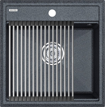 Мойка кухонная Paulmark Stepia + Step PM115051-DG+R375-BS графит