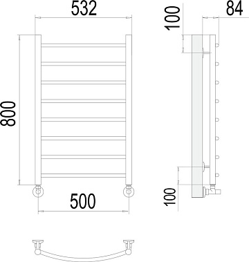 Полотенцесушитель водяной Terminus Классик П8, 500x800