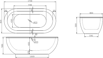 Акриловая ванна BelBagno 170x80 см, BB13-1700