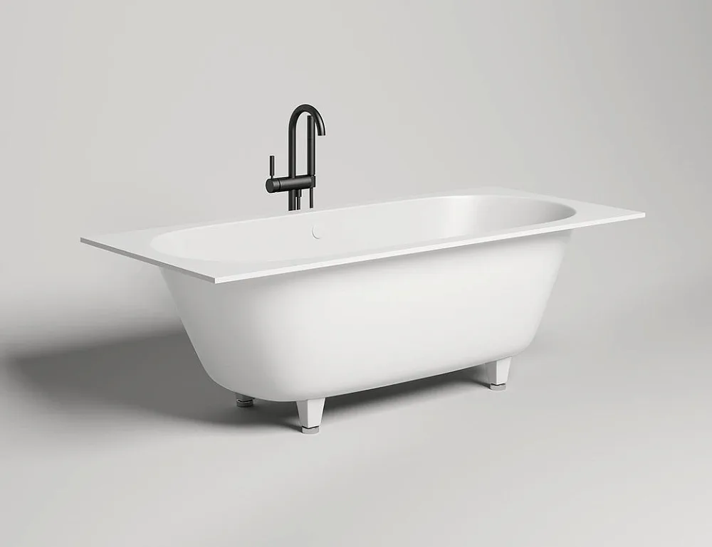 Ванна из искусственного камня Salini Ornella Axis S-Sense 180x80 см, встраиваемая, матовая белая, на Sancos — официальный сайт