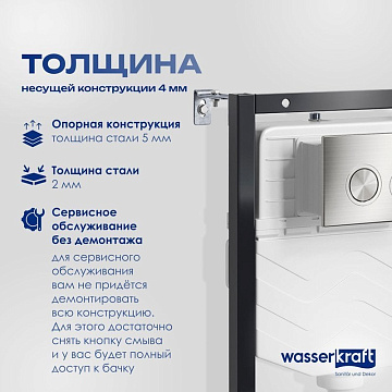 Система инсталляции для унитазов Wasserkraft Aller 10TLT.010.ME.BN01, с кнопкой смыва никель