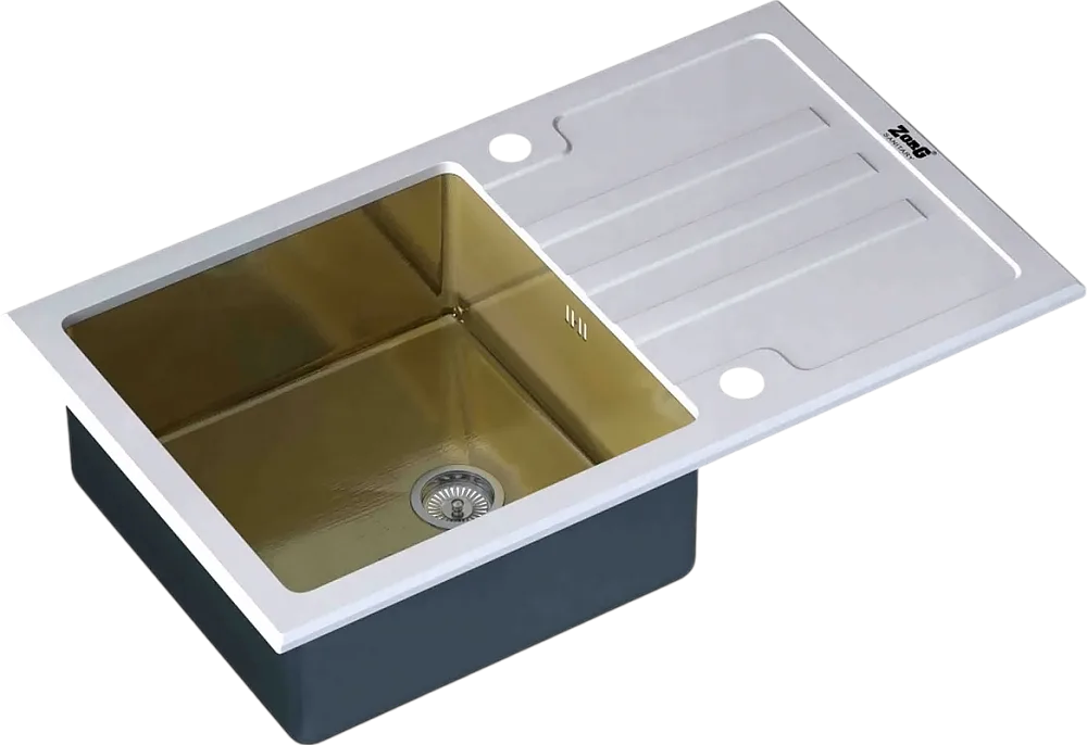 Мойка кухонная Zorg Inox Glass GL-7851-WHITE-BRONZE белое стекло Sancos — официальный сайт