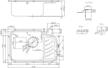 Мойка кухонная Oulin OL-327L