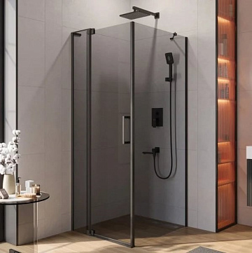 Душевой уголок Cezares Slider AH 1 90-70/80 Grigio Nero профиль черный, стекло серое