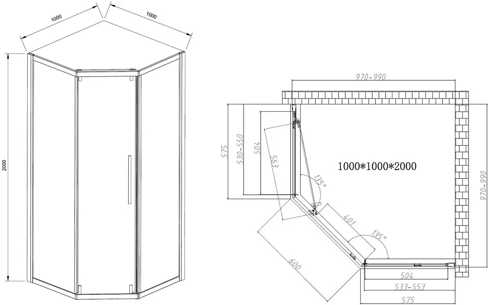 Душевой уголок Vincea Show VSP1-4SH100CL 100x100, профиль хром Sancos — официальный сайт